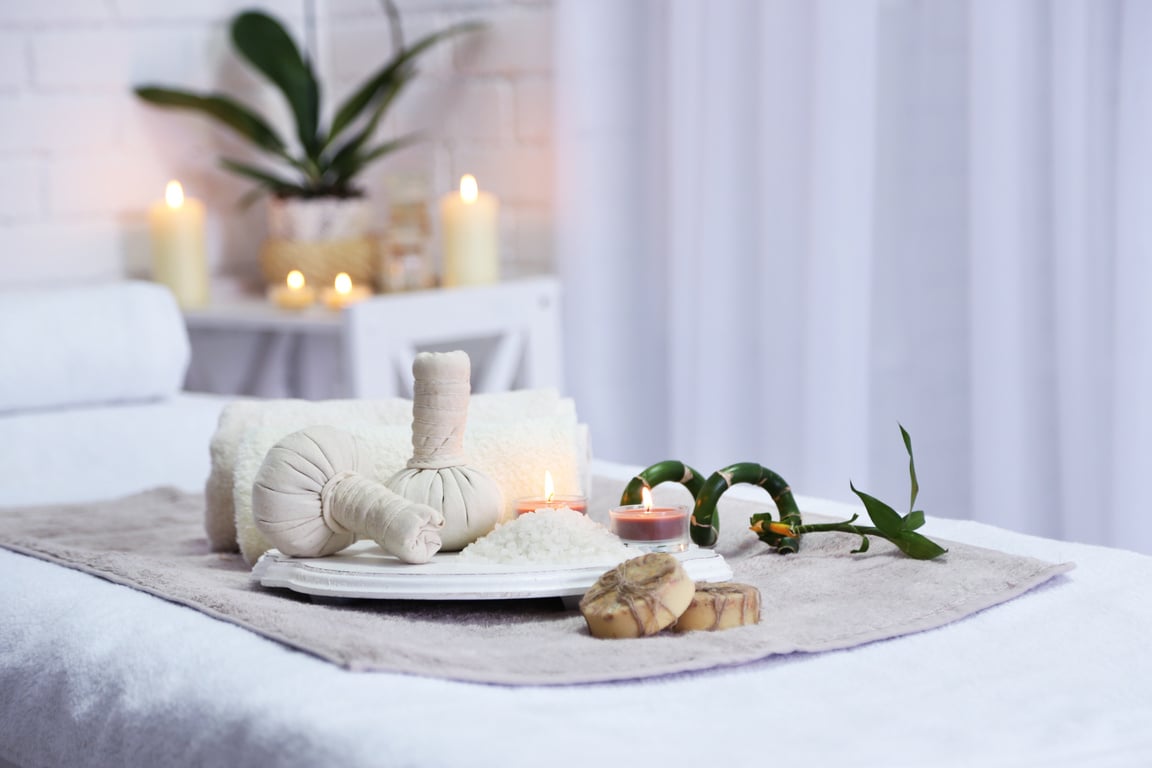 Spa Essentials on the Massage Bed